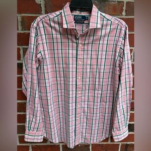 Polo By Ralph Lauren Long Sleeve Button Down Pink & Green Estate Sport L Shirt